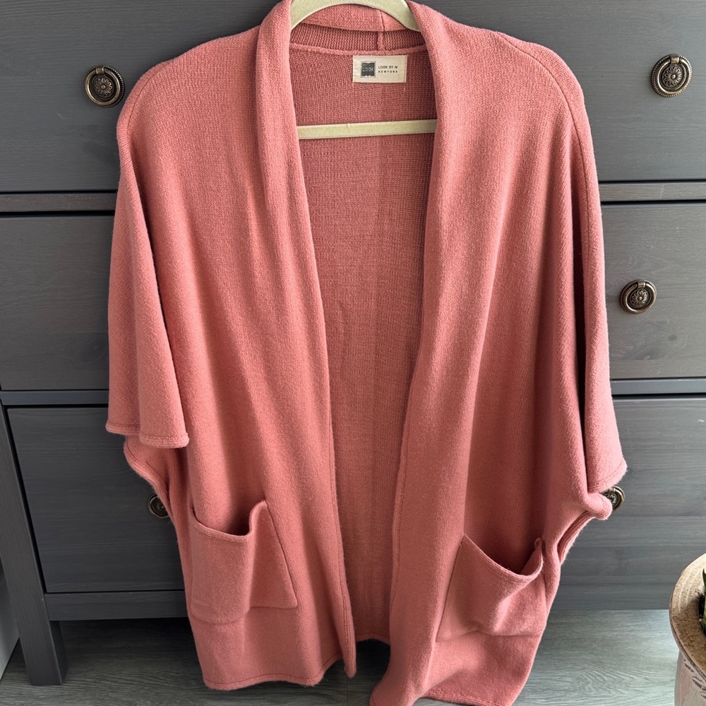 Women's Pink Open-Front Sweater